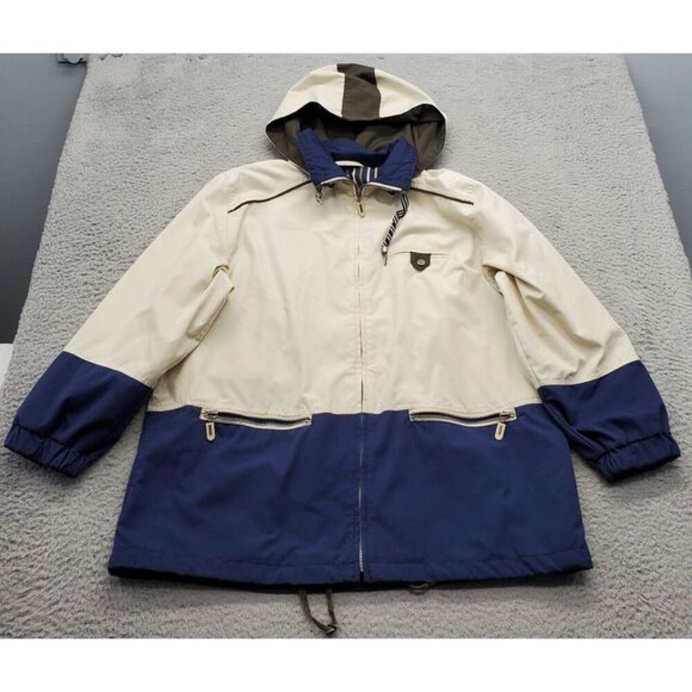 Vintage Signature Windbreaker Jacket Mens Large Tan Long Sleeve‎ Hooded Full Zip